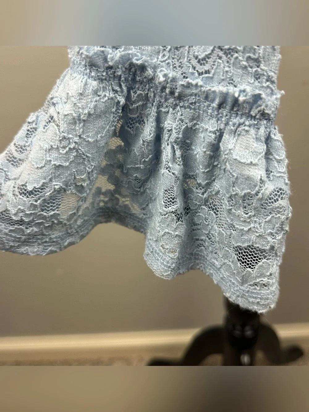 Free People Sheer Lace Flared Long Sleeve Top NWT Blue Small